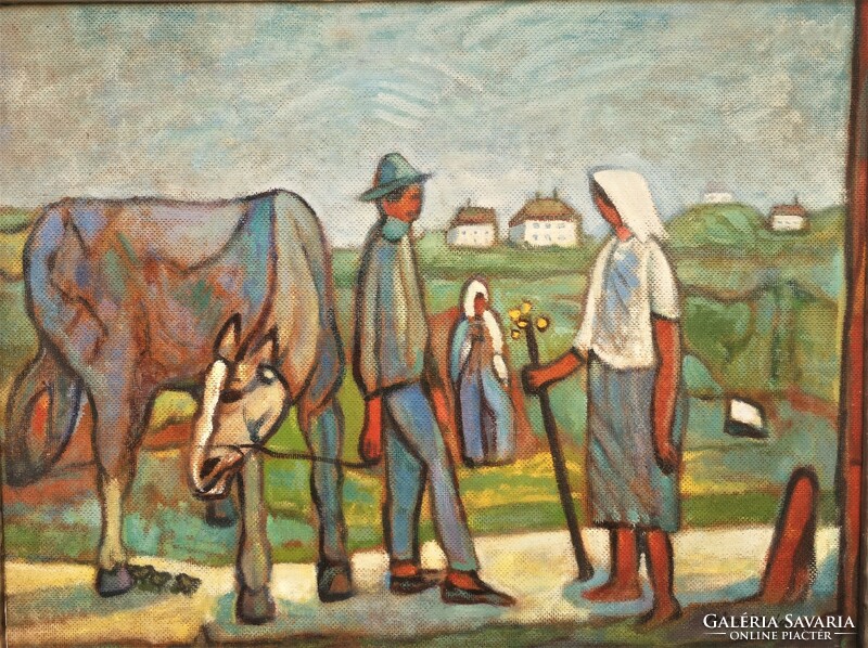 Dóra István (1932) Hazafelé c festménye Eredeti Garanciával!