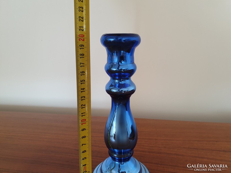 Modern blue glass candlestick