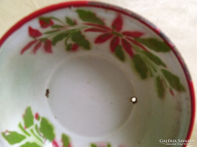 Antique marked children's small metal soup plate, damaged