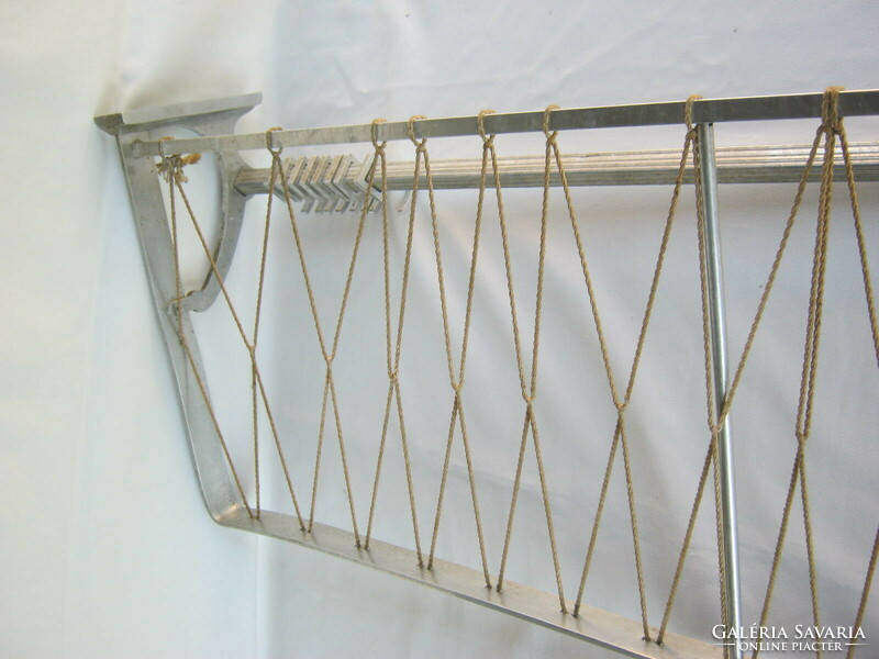 Retro aluminum anteroom hanger with mesh hat holder