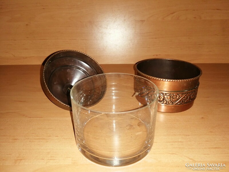 Copper sugar bowl with bonbon glass insert (22 / d)