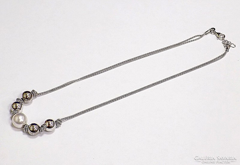 Beaded silver necklace (zal-ag101720)