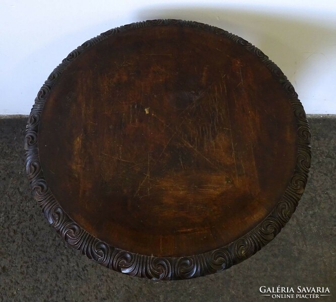 1I927 antique carved coffee table with round table