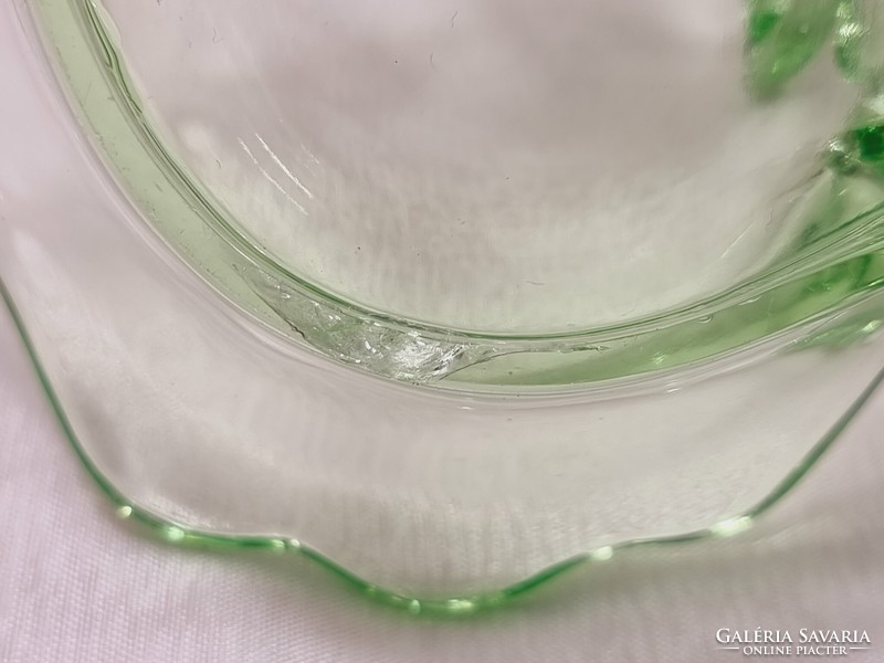 Uranium-green glass offering, table decoration, without markings, the work of an unknown manufactory, second half of the xx.Szd.
