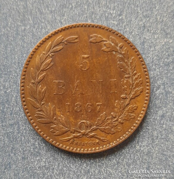 Romania - 5 bani 1867 heaton