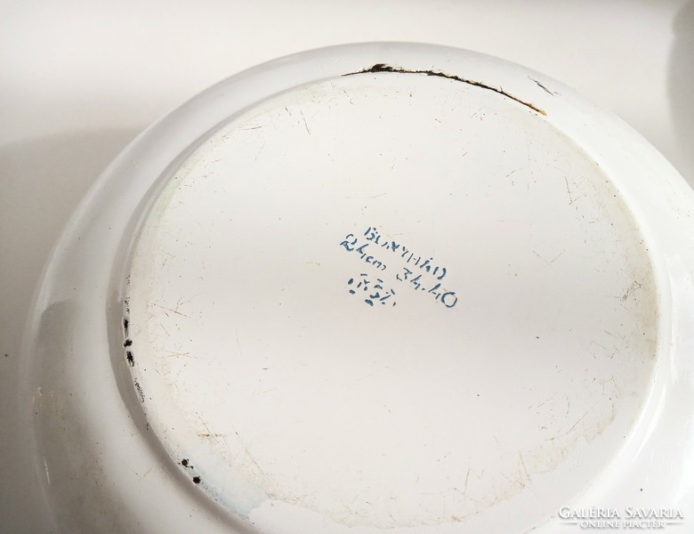 Old enamel bowl with blue forget-me-not 24cm