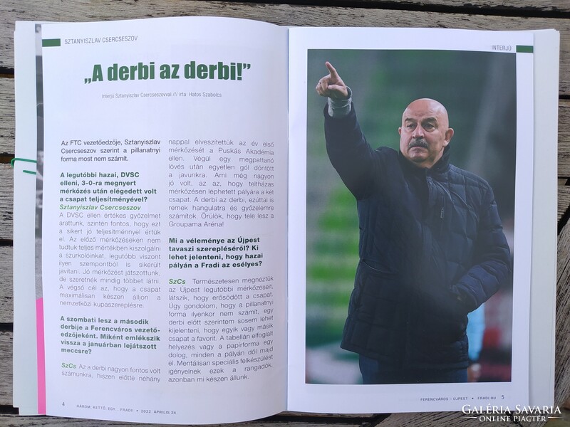 Ferencváros fradi - Újpest inaugural match booklet 2022 04 24 football
