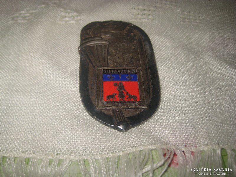 Old French plaque, c: s: m: gennevilliers fire enamel and probable silver base, 45 x 82 mm