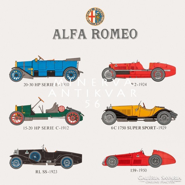 Vintage old vintage alpha romeo models 2. 1912-1950 Car oldsmobil modern reprint poster