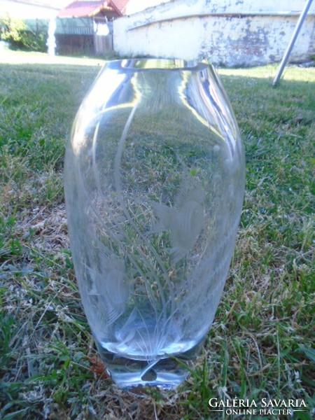 Kosta & Boda szignált különleges üveg exkluziv váza igen nehéz és nagy  cca 1100 gramm