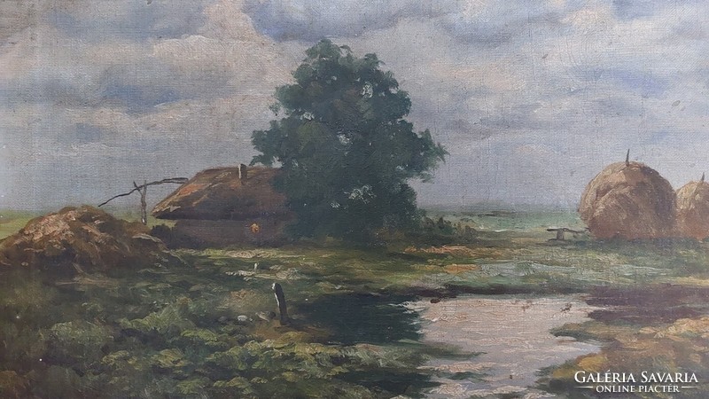 (K) antique farmhouse detail painting Berényi i. Signo with 50x40 cm frame