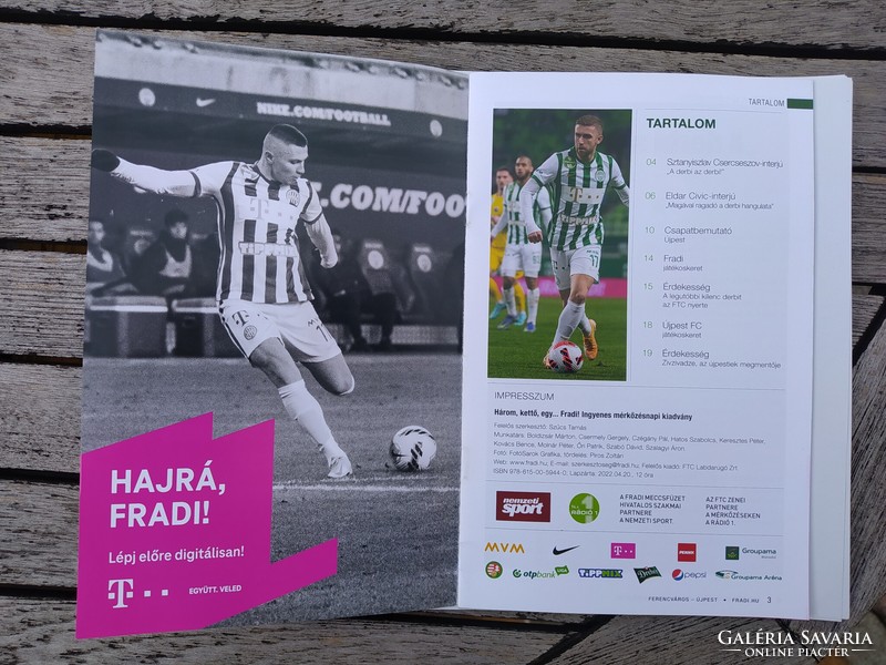 Ferencváros Fradi - Újpest bajnokavató mérkőzés műsorfüzete 2022 04 24 futball foci