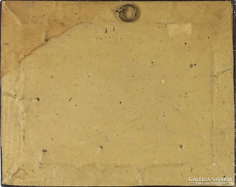 1I951 Régi gyöngyház berakásos intarziakép régi keretben 16.5 x 20.5 cm