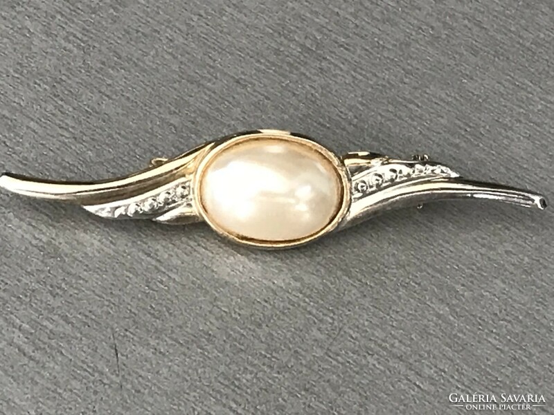 Retro brooch with huge pearls, 7 cm long