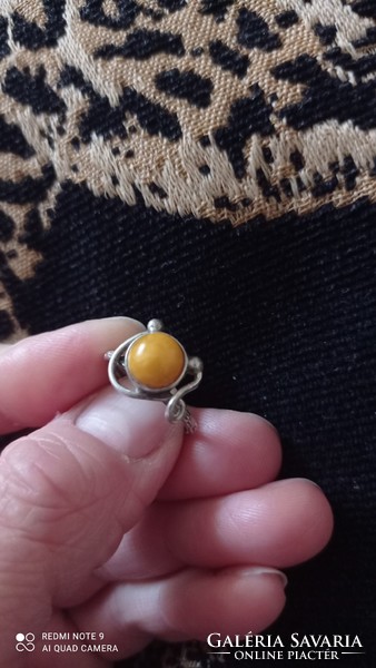 Silver necklace with honey amber pendant 8 gr 59 cm!