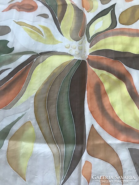 Hand-painted silk scarf in delicate pastel colors, 87 x 85 cm