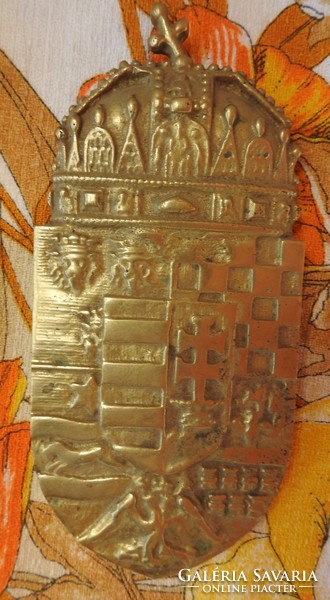 Copper Hungarian coat of arms plaque