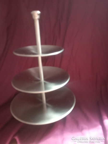 Elegant Italian barely used stainless steel three-tier offering