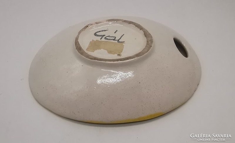 Gál, retro iparművészeti tál, tányér, jelzett, 21,5 cm x 17,5 cm