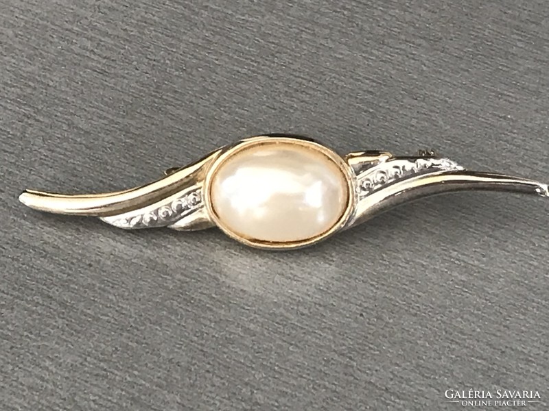 Retro brooch with huge pearls, 7 cm long