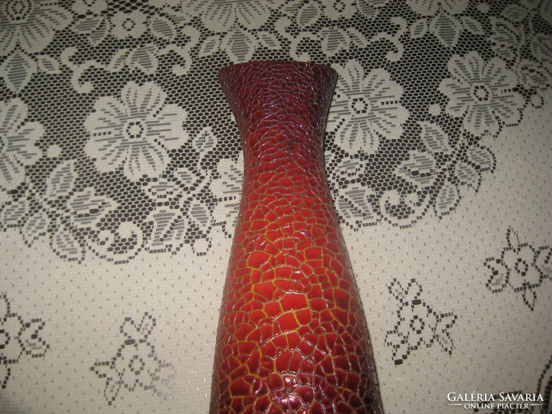Zsolnay oxblood honey cracked vase 11 x 28 cm, shield seal