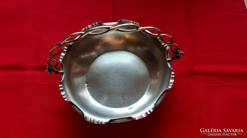 Antique silver artwork fruit / flower basket with handles
