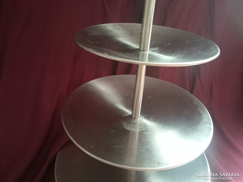 Elegant Italian barely used stainless steel three-tier offering