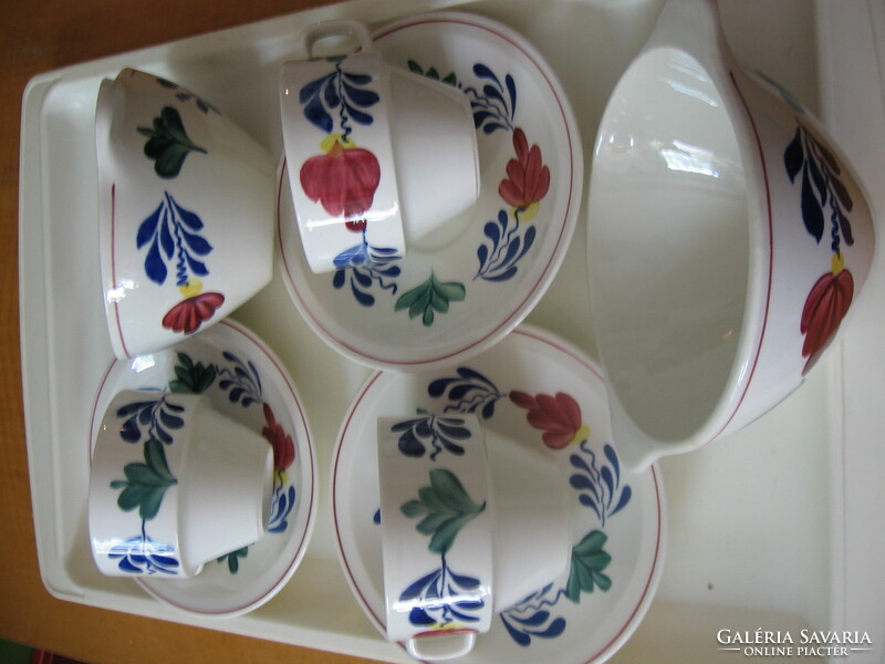 Dutch and Belgian boch 2 bowls and 3 cups set. Boerenbont