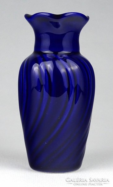 1I986 Aranyfácános kék színű kerámia váza ibolyaváza 12 cm