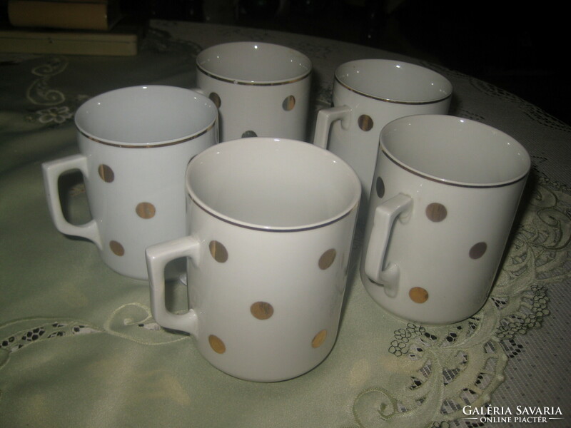 Zsolnay, gold speckled, shield sealed cups