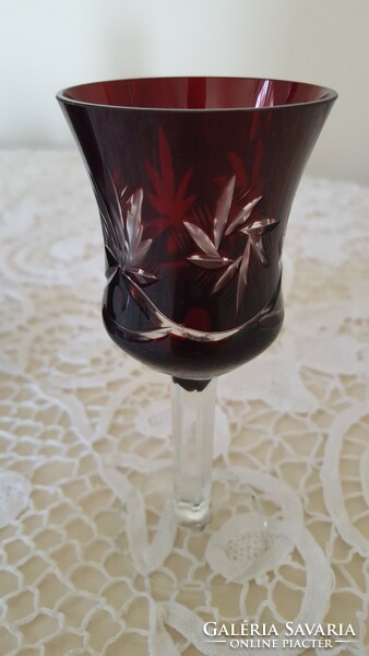 Burgundy polished liqueur crystal set