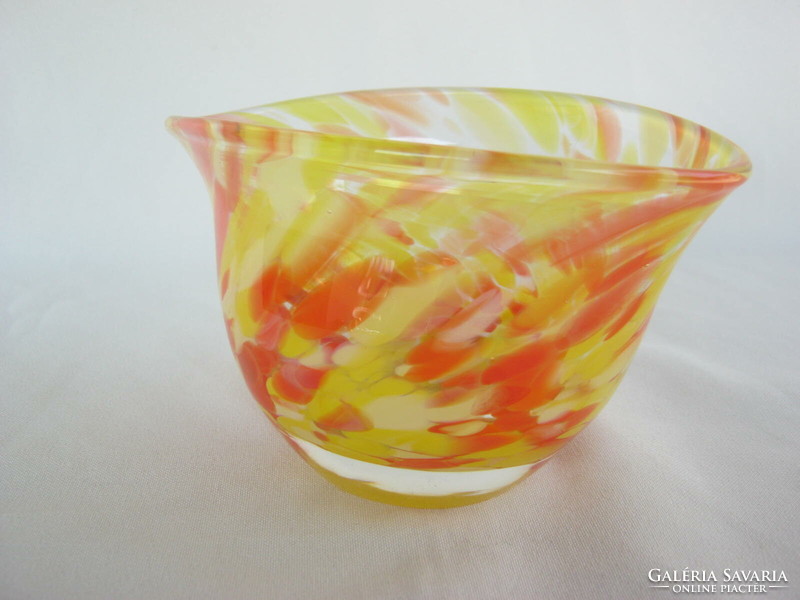 Retro ... Interesting shaped yellow-orange glass vase