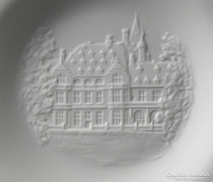 1I978 Jelzett Hollóházi litofán porcelán tányér dísztányér 12 cm