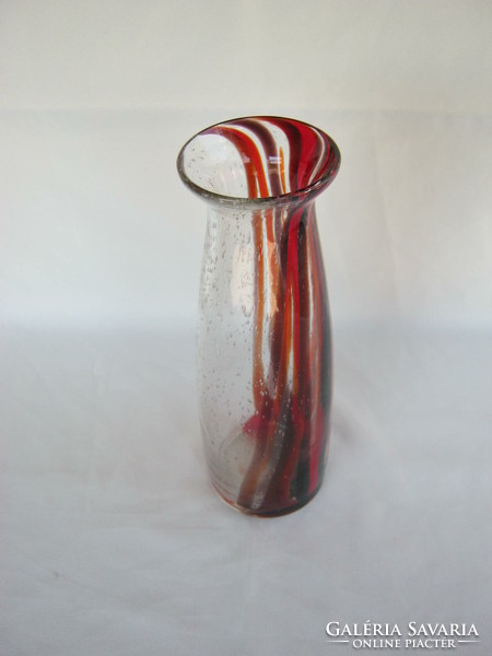 Retro ... Interesting striped bubble glass vase 25 cm