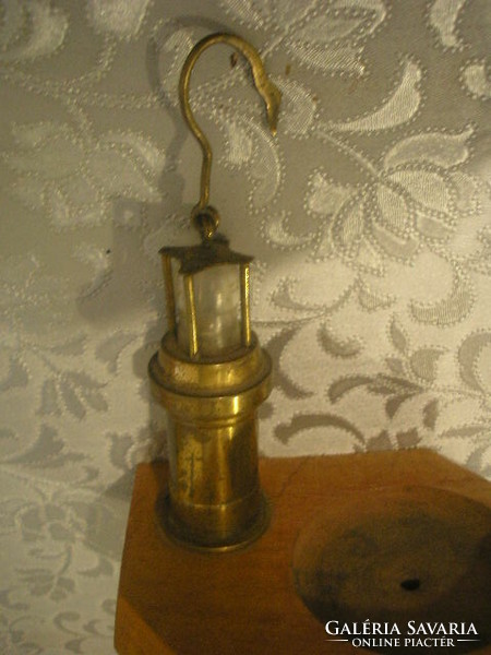 Antique Base Ornament Mining Lamp Relic Copper Top Removable with Burner