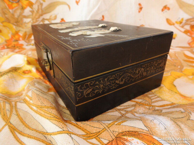 Old chinese jewelry box with mother of pearl inlay