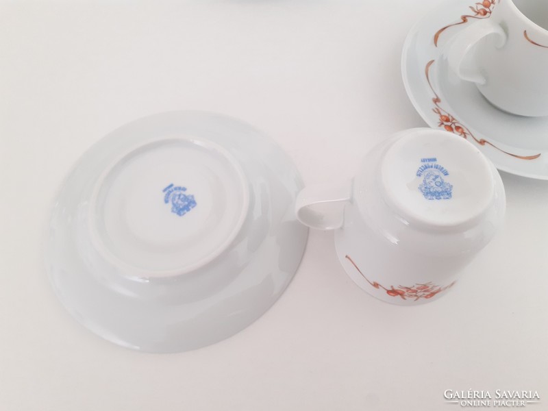 Retro Alföldi porcelán kávés készlet hecsedli bogyómintás régi mokkás