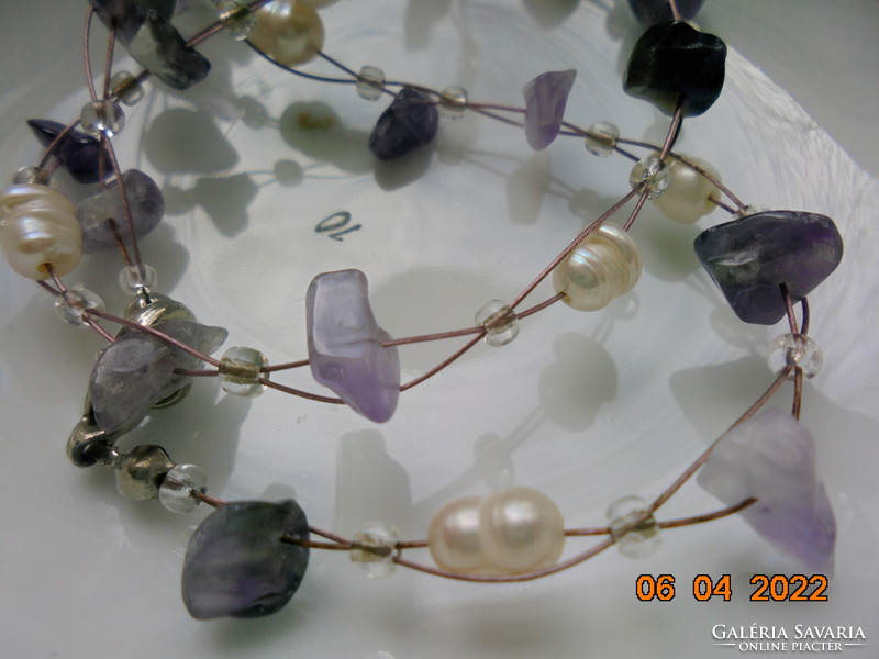 Freshwater true pearl and amethyst necklace