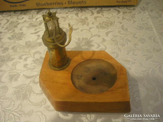 Antique Base Ornament Mining Lamp Relic Copper Top Removable with Burner