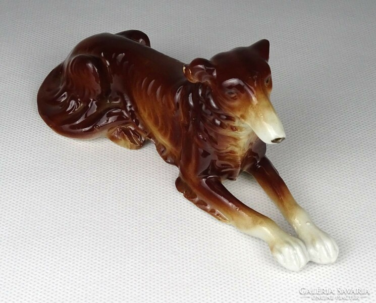 1I982 old porcelain greyhound dog sculpture 15 cm