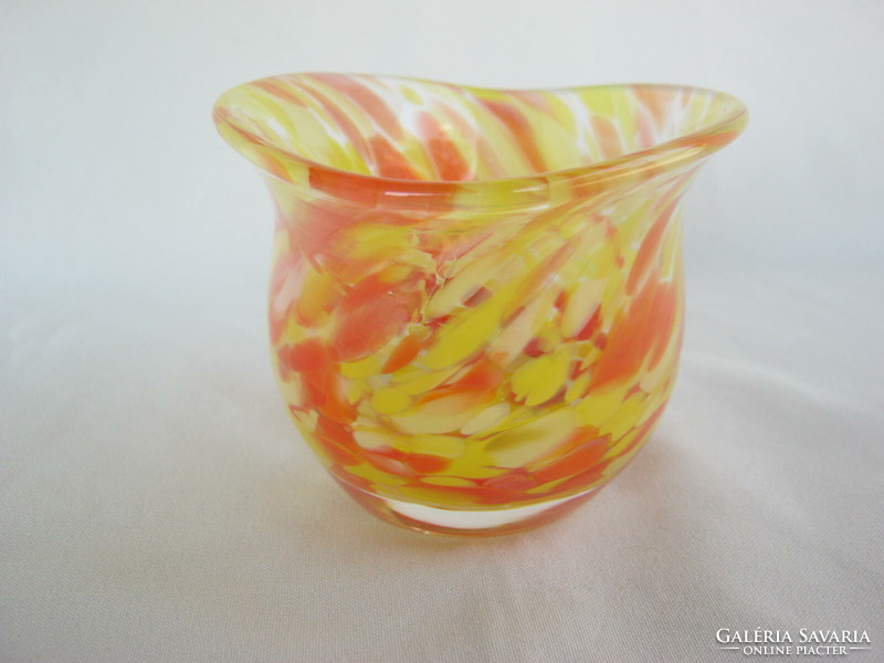 Retro ...  érdekes alakú sárga-narancs üveg váza