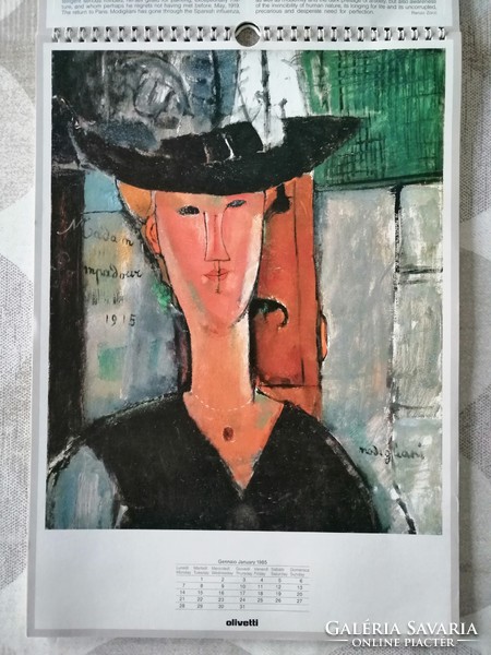 Modigliani wall calendar 1985