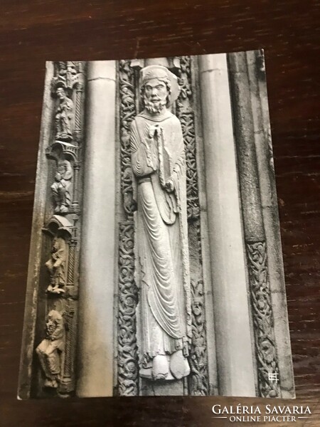 Egyházi,külföldi képeslap. Fekete-fehér.Cathédrale de ChartresPortail Royal XII. szd.