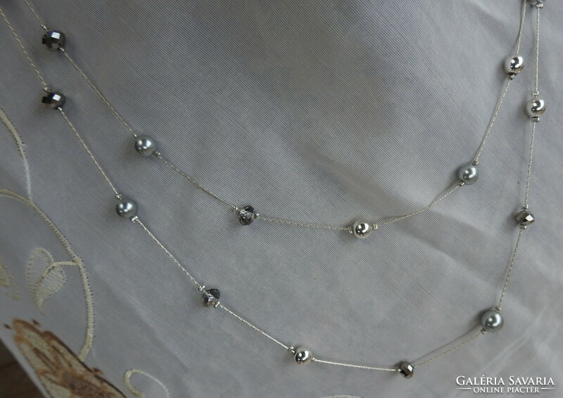 Double row necklace decorated with stones - stone necklace