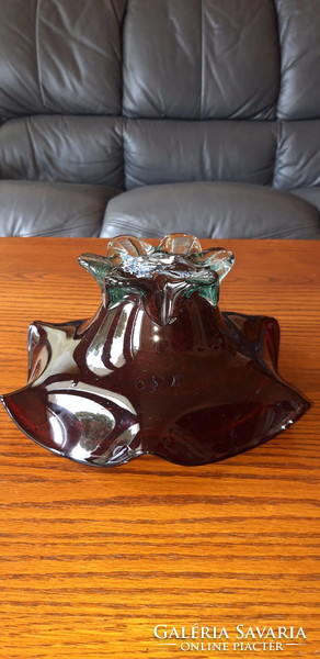 Red glass serving bowl