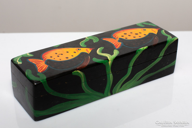 Hand painted wooden pen holder