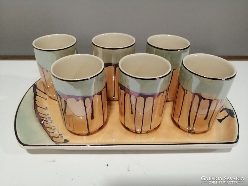 Art-deco with 6 ceramic brandy glasses trays. Negotiable!
