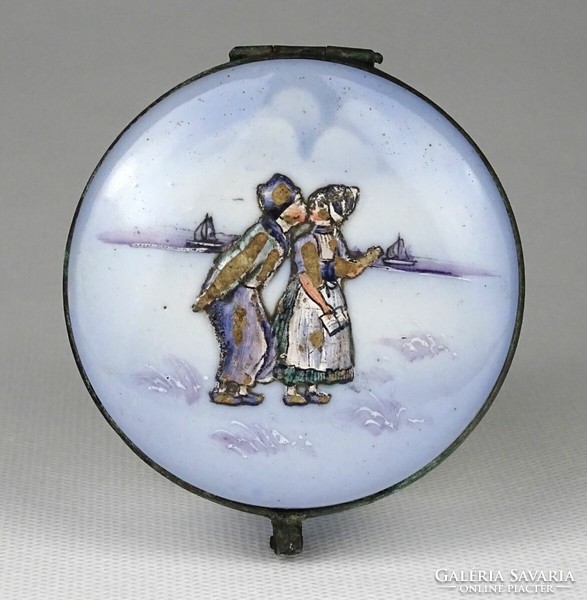 1I985 Antik kézzel festett flamand porcelán bonbonier