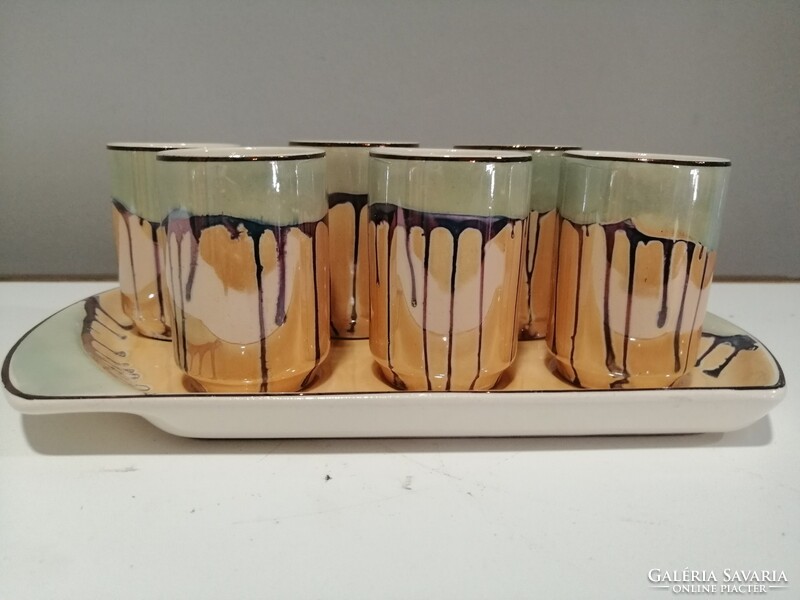 Art-deco with 6 ceramic brandy glasses trays. Negotiable!