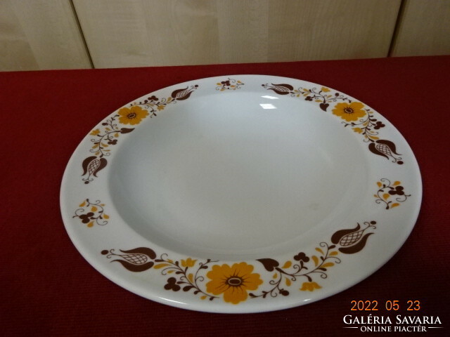 Lowland porcelain deep plate with yellow and brown pattern. He has! Jókai.